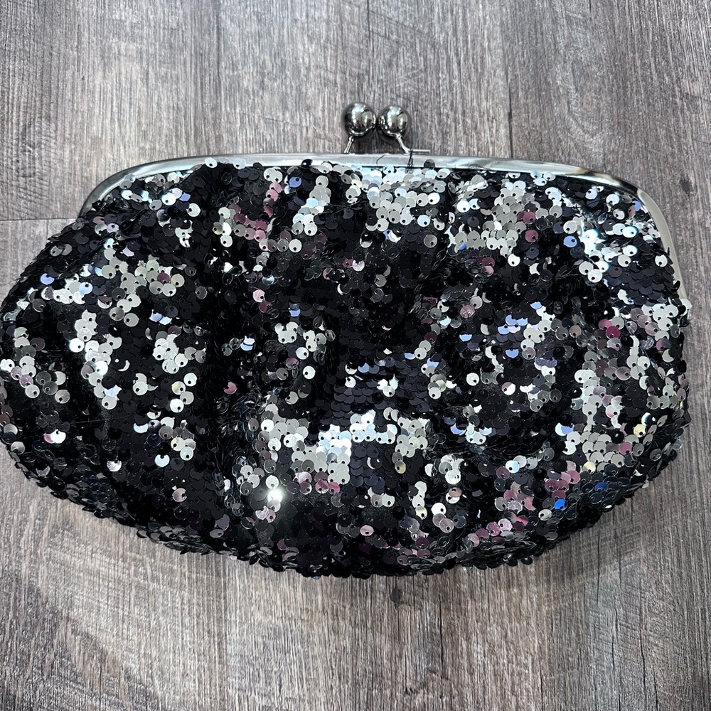 Mossimo for Target Large Sequin Clutch Bag - Black and Silver